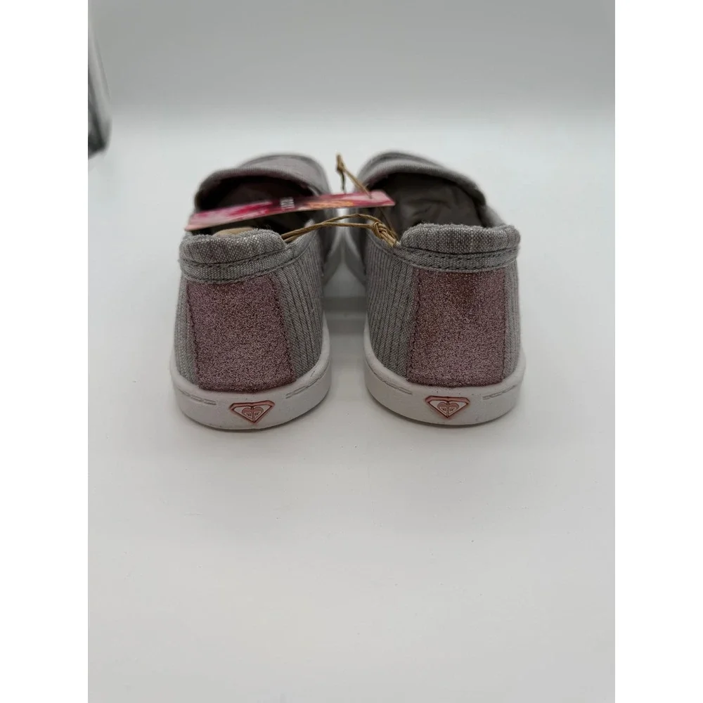 Roxy Minnow Grey Glitter Slip On Sneakers Womens 4 Grey Gris New